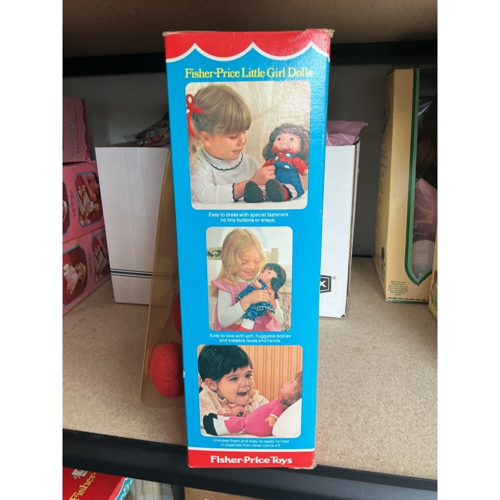 Fisher Price Vintage 1973 doll Mary Lapsitter 200 Red White Gingham W/ Apron box - Picture 2 of 7